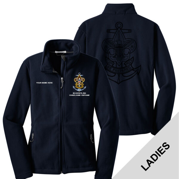 L217 - EMB - Ladies Fleece Jacket with Laser Etch Back Thumbnail