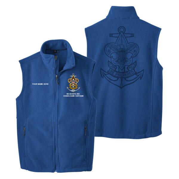 F219 - EMB - Fleece Vest with Laser Etch Back Thumbnail